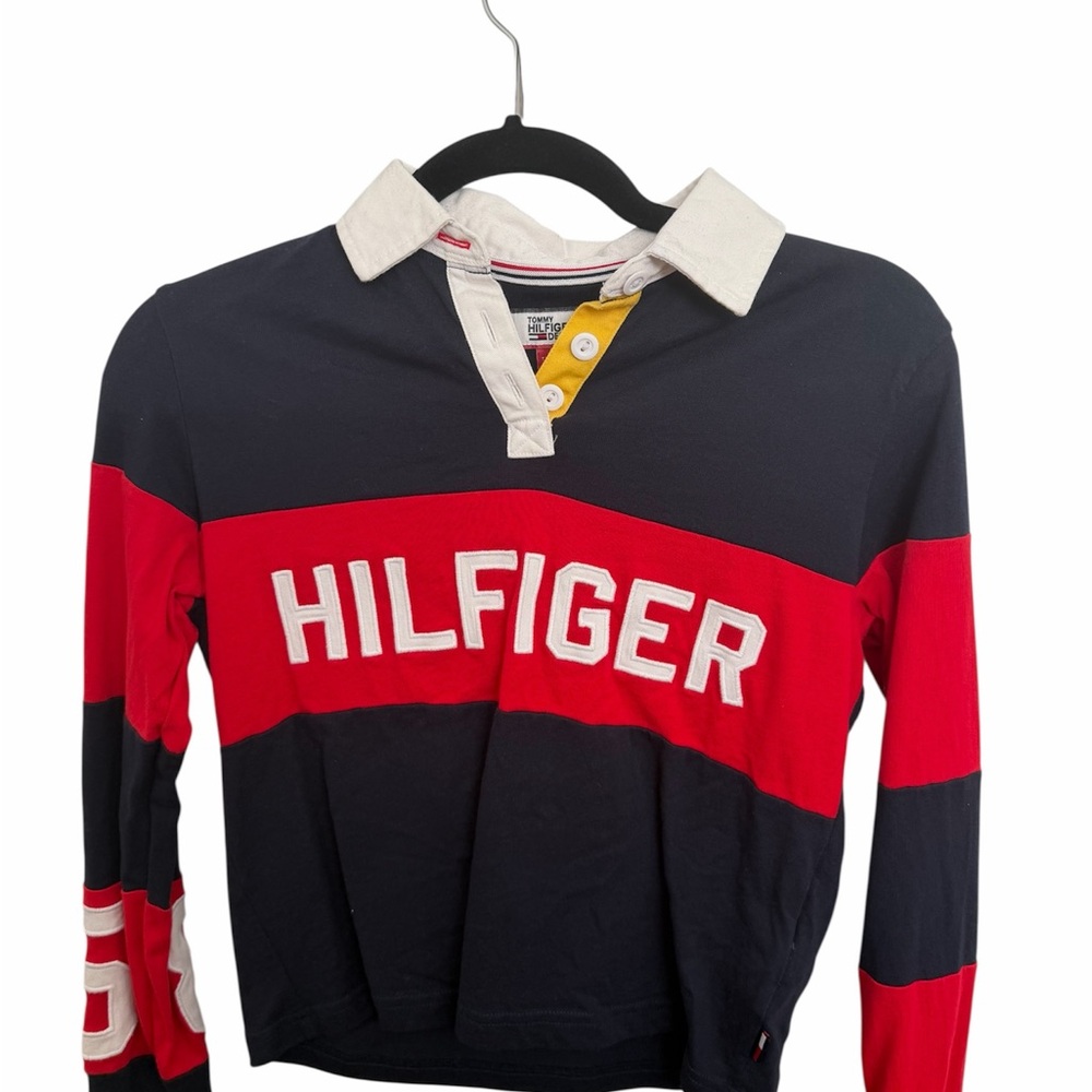 Tommy Hilfiger Navy and Red Striped Polo